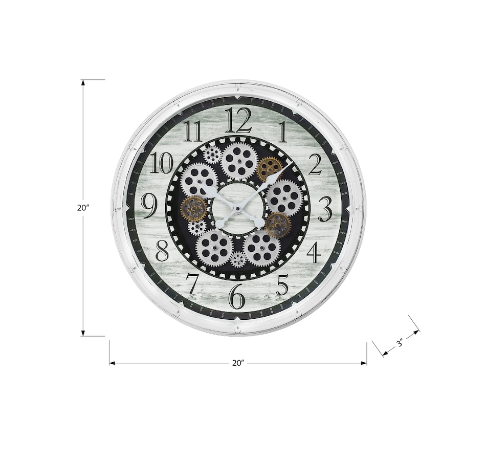 Image 738284_ALTMORE3.jpg, Product 738-284 / Price $74.99, Monarch Specialties Wall Clock (20" diameter, gear mechanism, antique white) from Monarch Specialties on TSC.ca's Home & Garden department