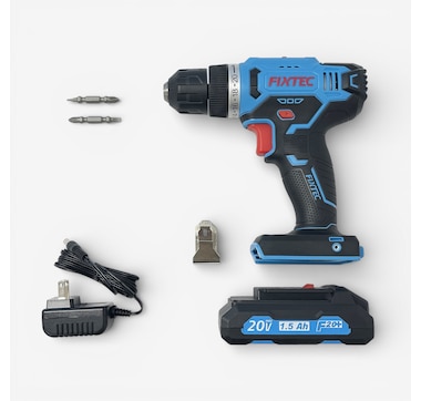Fixtec 20V Cordless Drill with Battery and Charger
