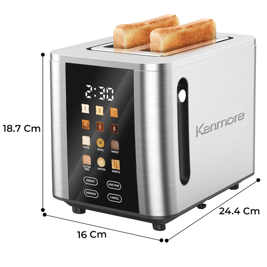 Image 738339_ALTMORE6.jpg, Product 738-339 / Price $69.99, Kenmore 900W Stainless Steel 2-Slice Toaster with Colour Touchscreen and Extra-Wide Slots from Kenmore on TSC.ca's Kitchen department