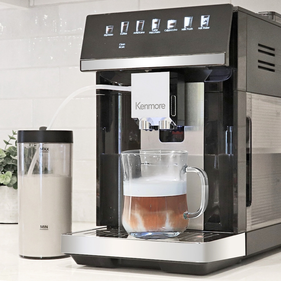 Image 738342_ALTMORE8.jpg, Product 738-342 / Price $899.99, Kenmore Black Super Automatic Espresso Coffee Machine with Dual Cream System and Grinder from Kenmore on TSC.ca's Kitchen department