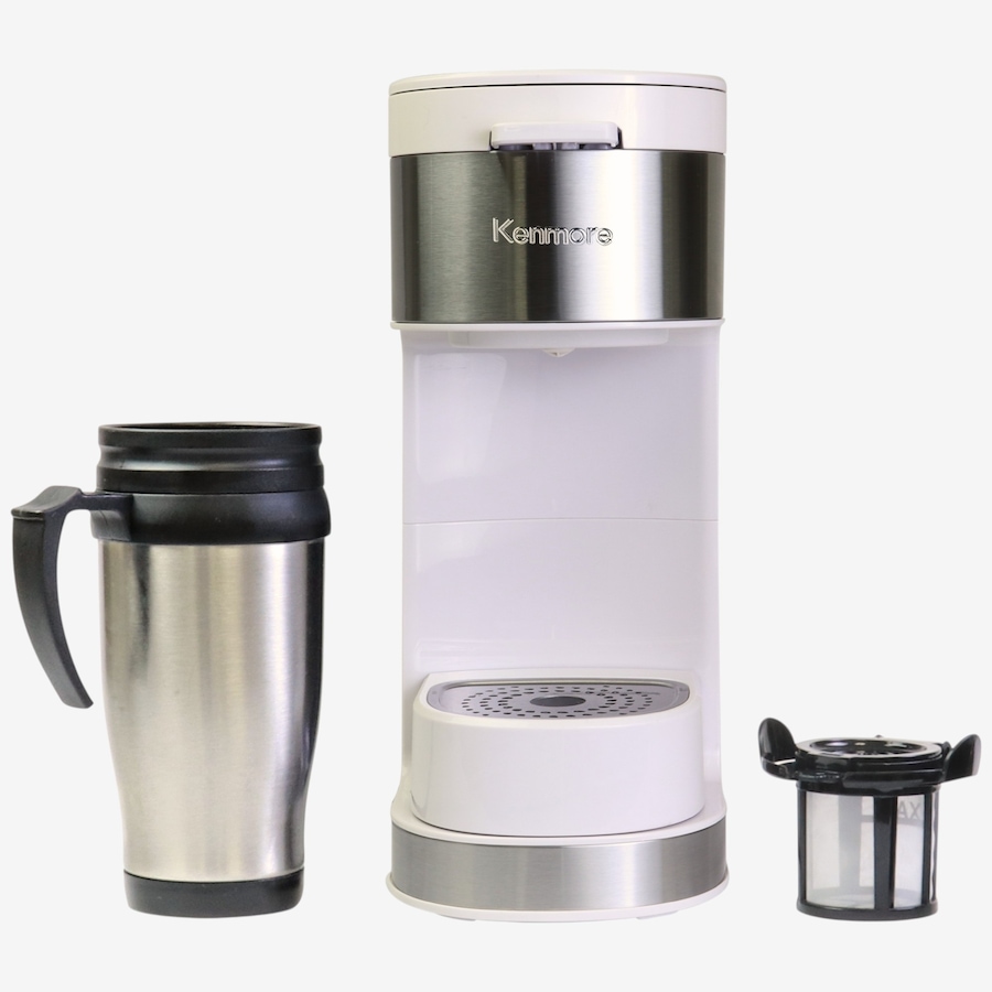 Image 738348_WHT.jpg, Product 738-348 / Price $79.99, Kenmore Single-Serve Coffee Maker with Stainless-Steel Travel Mug from Kenmore on TSC.ca's Kitchen department