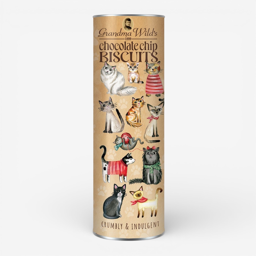 Image 738412.jpg, Product 738-412 / Price $18.95, Grandma Wild’s Cats in a Jumper Giant Tube Chocolate Chip Biscuits (200 g) from Dolce & Gourmando on TSC.ca's Kitchen department