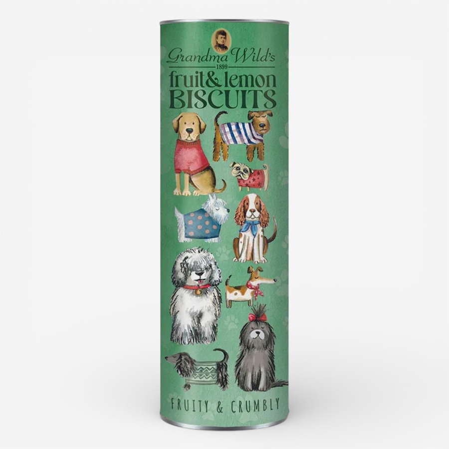 Image 738413.jpg, Product 738-413 / Price $18.95, Grandma Wild's Dogs in a Jumper Giant Tube Fruit and Lemon Biscuits (200 g) from Dolce & Gourmando on TSC.ca's Kitchen department