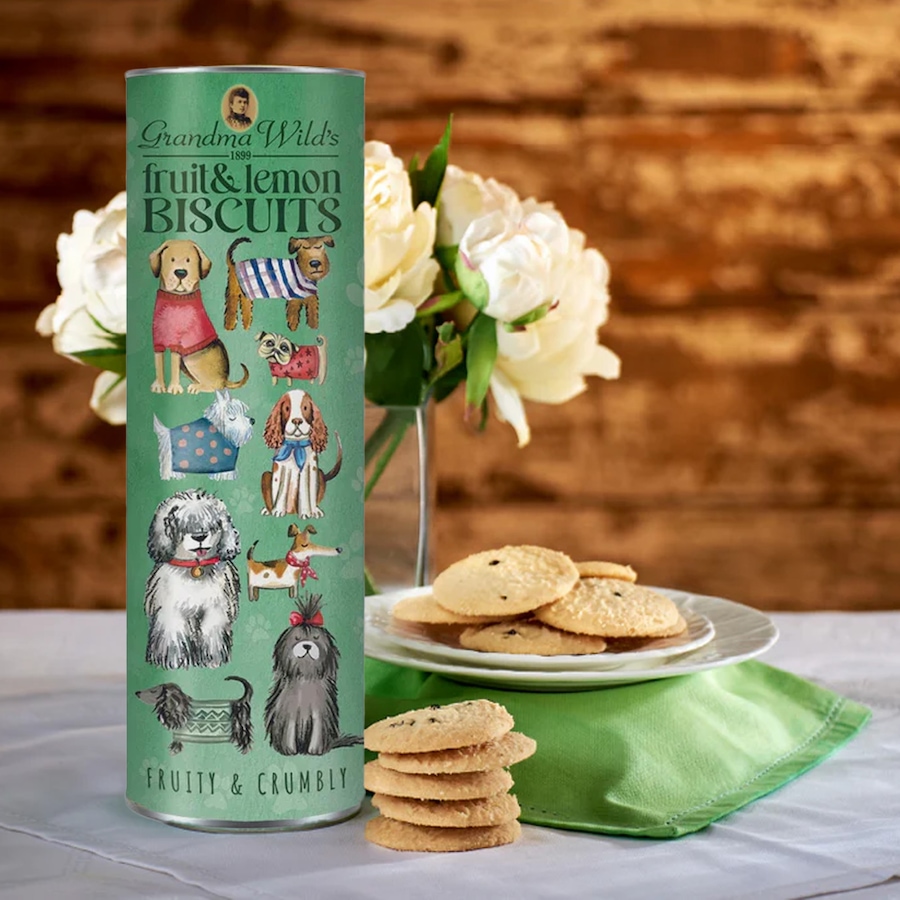 Image 738413_ALTMORE1.jpg, Product 738-413 / Price $18.95, Grandma Wild's Dogs in a Jumper Giant Tube Fruit and Lemon Biscuits (200 g) from Dolce & Gourmando on TSC.ca's Kitchen department