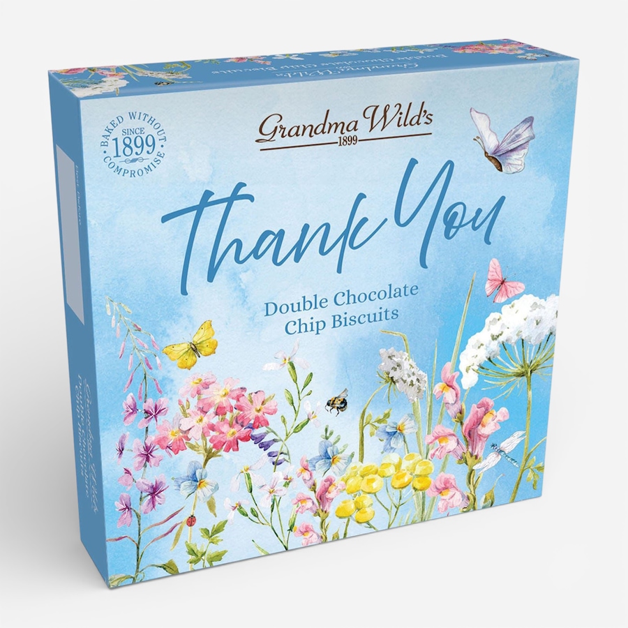 Image 738414.jpg, Product 738-414 / Price $15.50, Grandma Wild's Wildflower Meadow Thank You Box with Double Chocolate Chip Biscuits (200 g) from Dolce & Gourmando on TSC.ca's Kitchen department