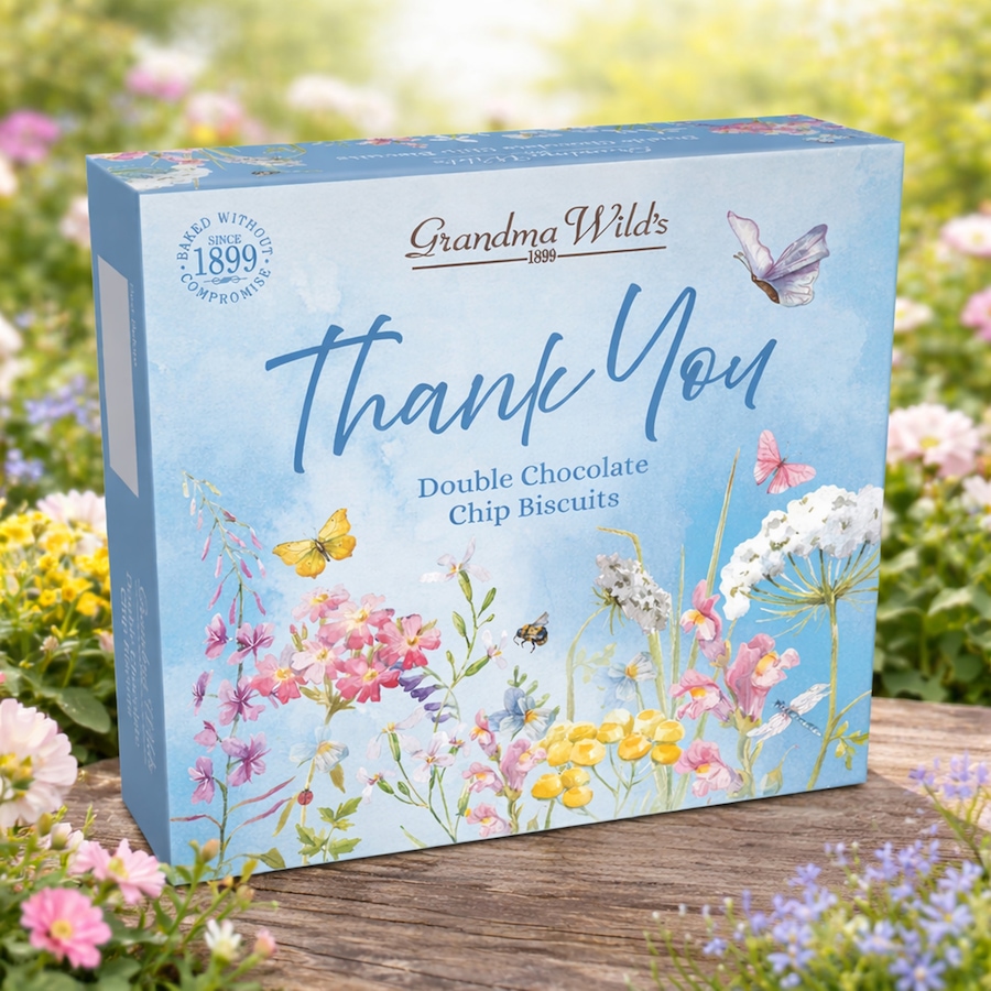 Image 738414_ALTMORE1.jpg, Product 738-414 / Price $15.50, Grandma Wild's Wildflower Meadow Thank You Box with Double Chocolate Chip Biscuits (200 g) from Dolce & Gourmando on TSC.ca's Kitchen department