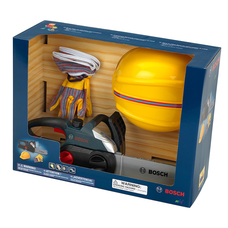 Image 738460_ALTMORE3.jpg, Product 738-460 / Price $59.99, Theo Klein Bosch Toy Chain Saw, Helmet, Gloves from Theo Klein on TSC.ca's Toys & Hobbies department