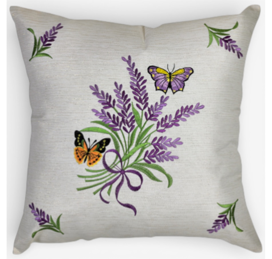 Image 738552.jpg, Product 738-552 / Price $28.99, Mera Linen Butterfly Lavender Gold Glitter Cushion 18" Square from Mera Linens on TSC.ca's Home & Garden department