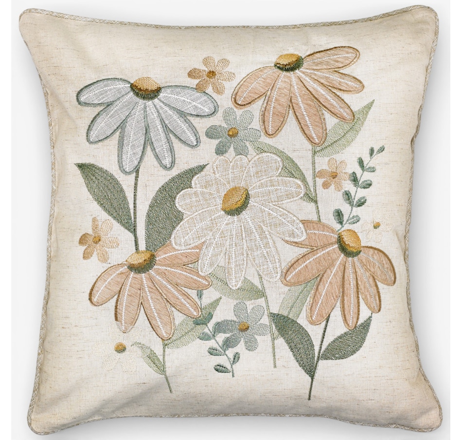 Image 738554.jpg, Product 738-554 / Price $29.99, Mera Linen Country Daisy Natural Cushion 18" Square from Mera Linens on TSC.ca's Home & Garden department