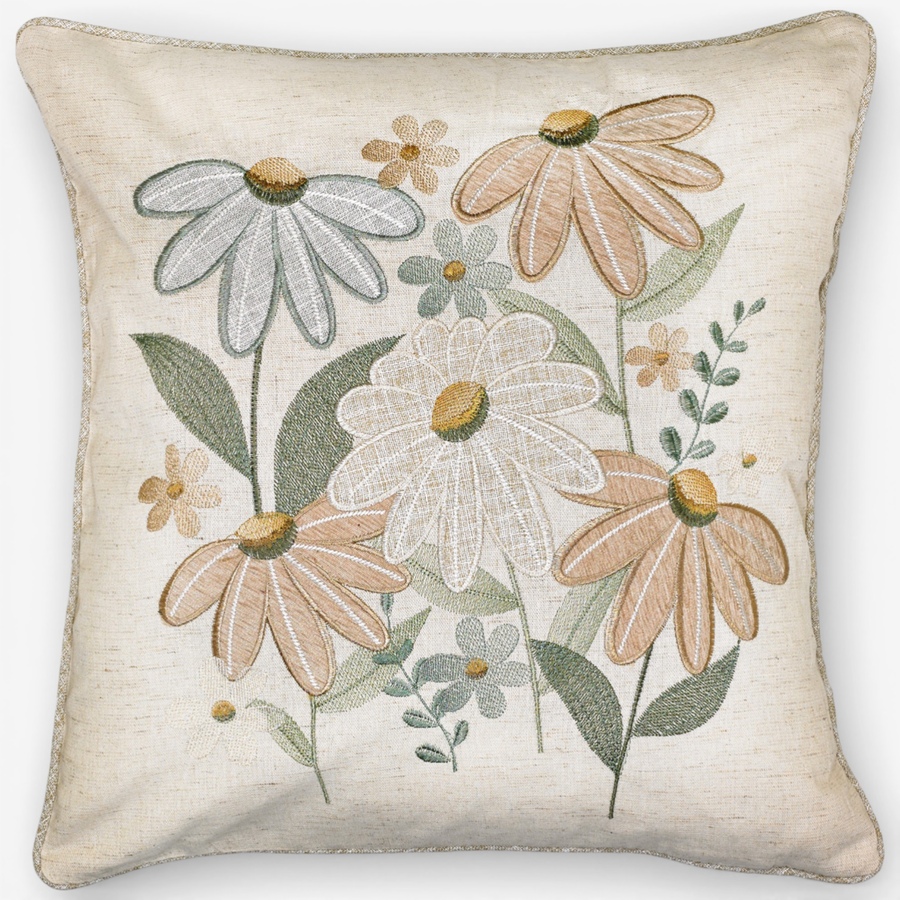 Image 738554.jpg, Product 738-554 / Price $29.99, Mera Linen Country Daisy Natural Cushion 18" Square from Mera Linens on TSC.ca's Home & Garden department