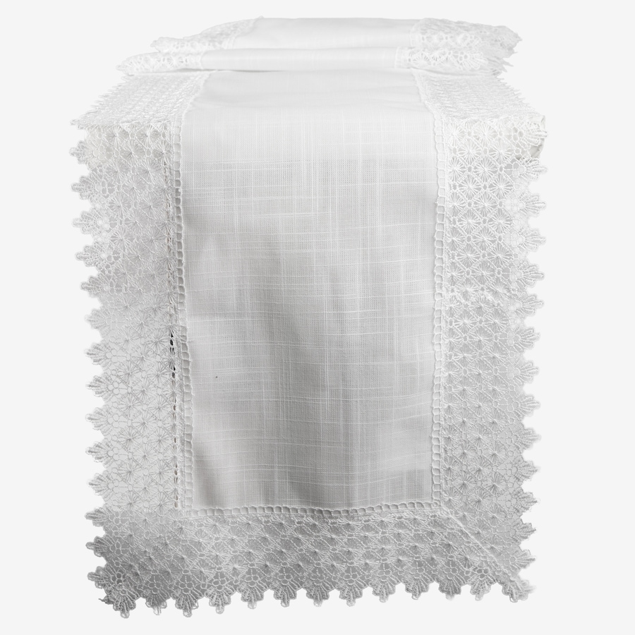 Image 738558.jpg, Product 738-558 / Price $32.99, Mera Linen White Elegance Lace Border Table Runner (14" x 72") from Mera Linens on TSC.ca's Kitchen department