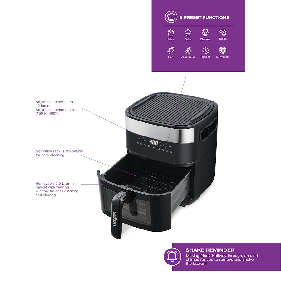 Image 738704_ALTMORE11.jpg, Product 738-704 / Price $199.99, Salton Flip and Cook 3-in-1 Air Fryer, Grill and Dehydrator from Salton on TSC.ca's Kitchen department