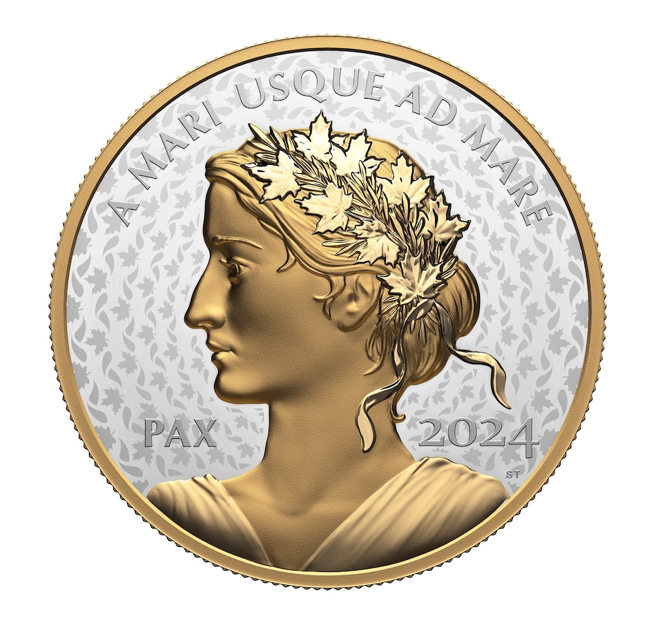 Image 738854.jpg, Product 738-854 / Price $629.95, 2024 $50 Fine Silver Ultra-High Relief Peace Coin with Selective Gold Plating from The Coin Show with Steven Bromberg on TSC.ca's Coins department