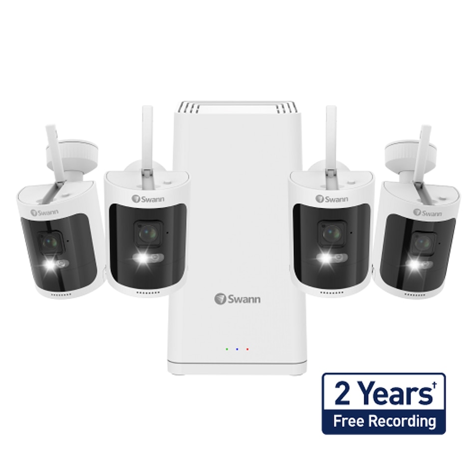 Image 738919.jpg, Product 738-919 / Price $949.99, Swann AllSecure650 Wi-Fi NVR PowerHub 2K Wireless Security Kit with 4 Wire-Free Cameras (white) from Swann on TSC.ca's Electronics department