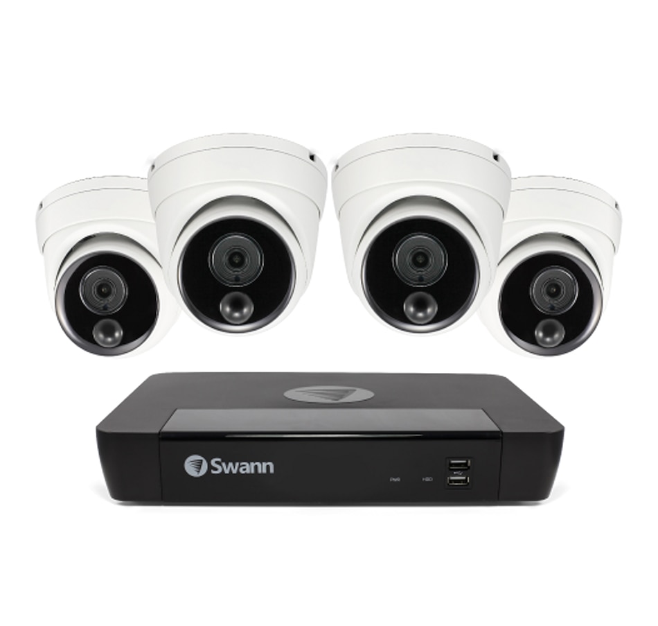 Image 738923.jpg, Product 738-923 / Price $699.99, Swann Master 4K Ultra HD 8-channel 2TB Hard Drive NVR Security System with Four 4K Dome Cameras (NHD-876MSD, white) from Swann on TSC.ca's Electronics department