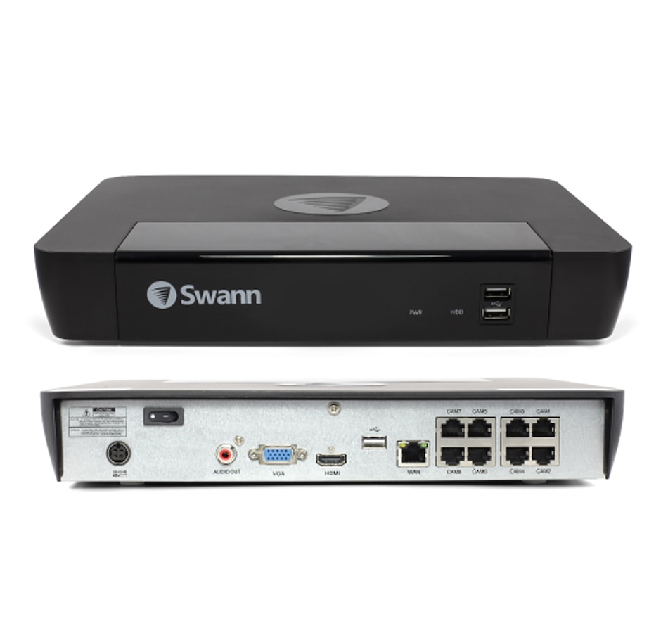 Image 738924_ALTMORE3.jpg, Product 738-924 / Price $1,079.99, Swann Master 4K Ultra HD 8-channel 2TB Hard Drive NVR Security System with Eight 4K Heat and Motion Detection Spotlight IP Bullet Security Cameras (NHD-875WLB, white) from Swann on TSC.ca's Electronics department