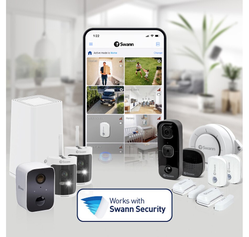 Image 738924_ALTMORE5.jpg, Product 738-924 / Price $1,079.99, Swann Master 4K Ultra HD 8-channel 2TB Hard Drive NVR Security System with Eight 4K Heat and Motion Detection Spotlight IP Bullet Security Cameras (NHD-875WLB, white) from Swann on TSC.ca's Electronics department