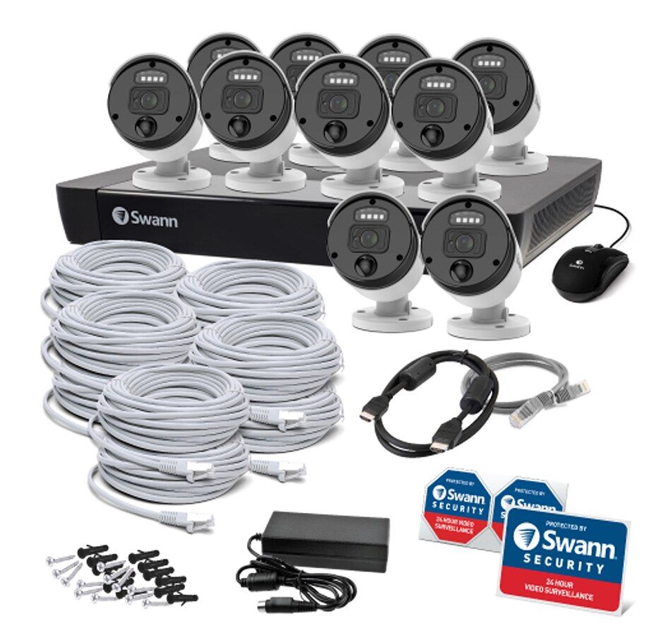 Image 738925_ALTMORE4.jpg, Product 738-925 / Price $1,399.99, Swann Master 4K Ultra HD 16-channel 2TB Hard Drive NVR Security System with Ten 4K Heat and Motion Detection Spotlight IP Bullet Security Cameras (NHD-875WLB, white) from Swann on TSC.ca's Electronics department