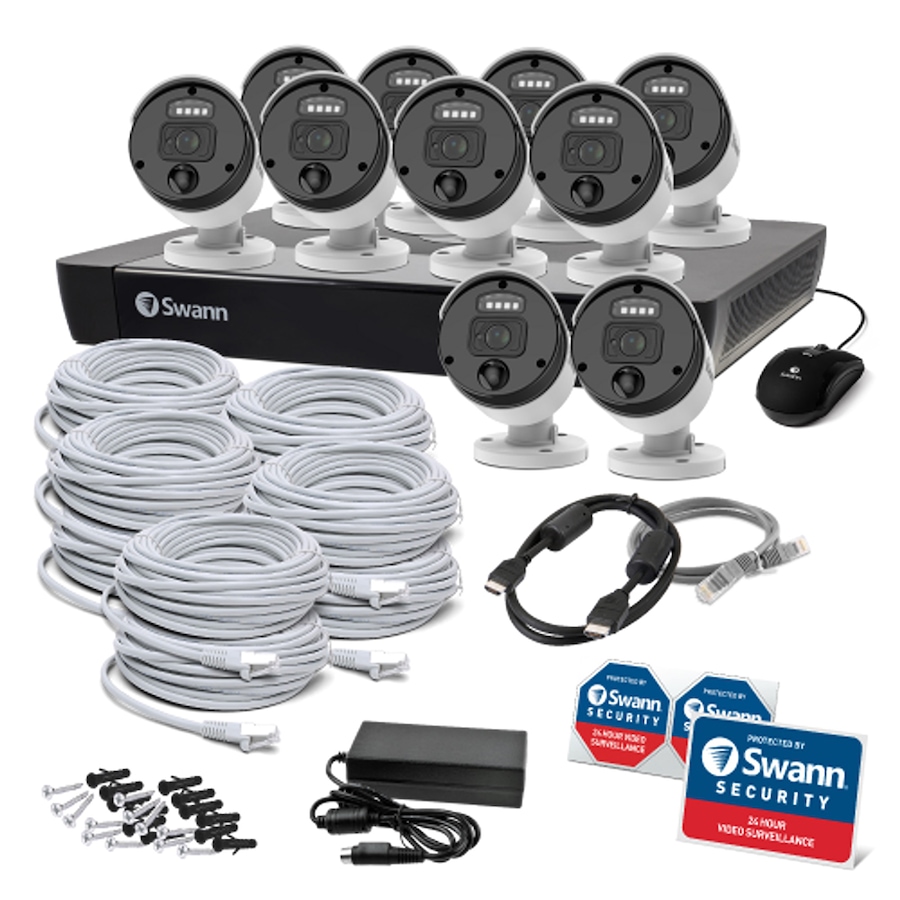 Image 738925_ALTMORE4.jpg, Product 738-925 / Price $1,399.99, Swann Master 4K Ultra HD 16-channel 2TB Hard Drive NVR Security System with Ten 4K Heat and Motion Detection Spotlight IP Bullet Security Cameras (NHD-875WLB, white) from Swann on TSC.ca's Electronics department