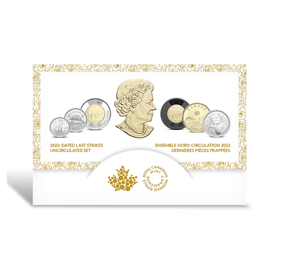 Image 739084.jpg, Product 739-084 / Price $29.95, 2022-Dated (issued in 2023) Uncirculated Coin Set - The Last Coins of Queen Elizabeth II from Royal Canadian Mint on TSC.ca's Coins department