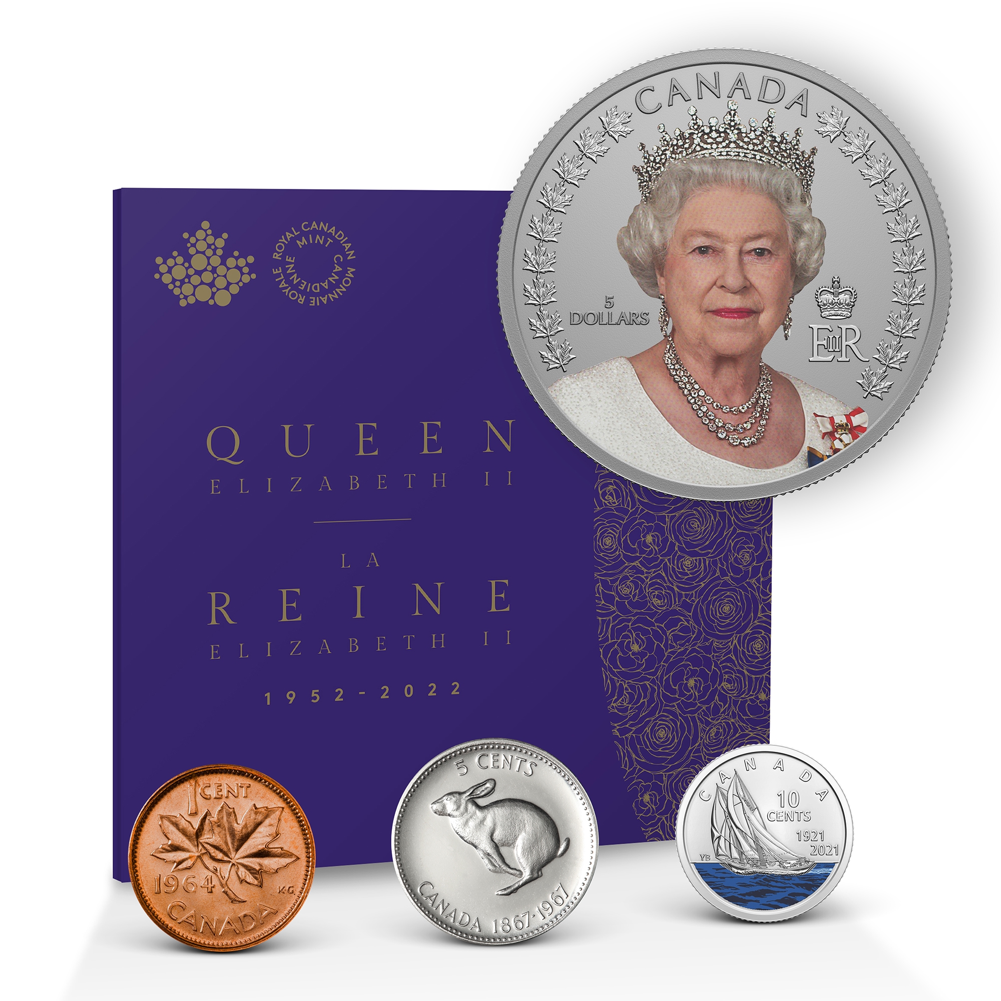 2022 $5 Portrait of Queen Elizabeth II Fine Silver Coin plus 3 TSC