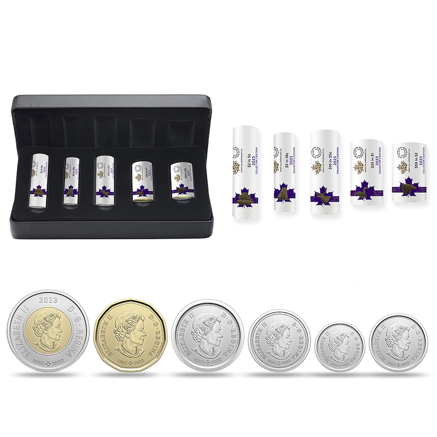 Image 739103_ALTMORE1.jpg, Product 739-103 / Price $229.95, Complete 2023 Collector Edition Special Wrap Roll Coin Set including Half Dollars - Last Coins of Queen Elizabeth II (coins not issued for circulation) from Royal Canadian Mint (RCM) on TSC.ca's Coins department