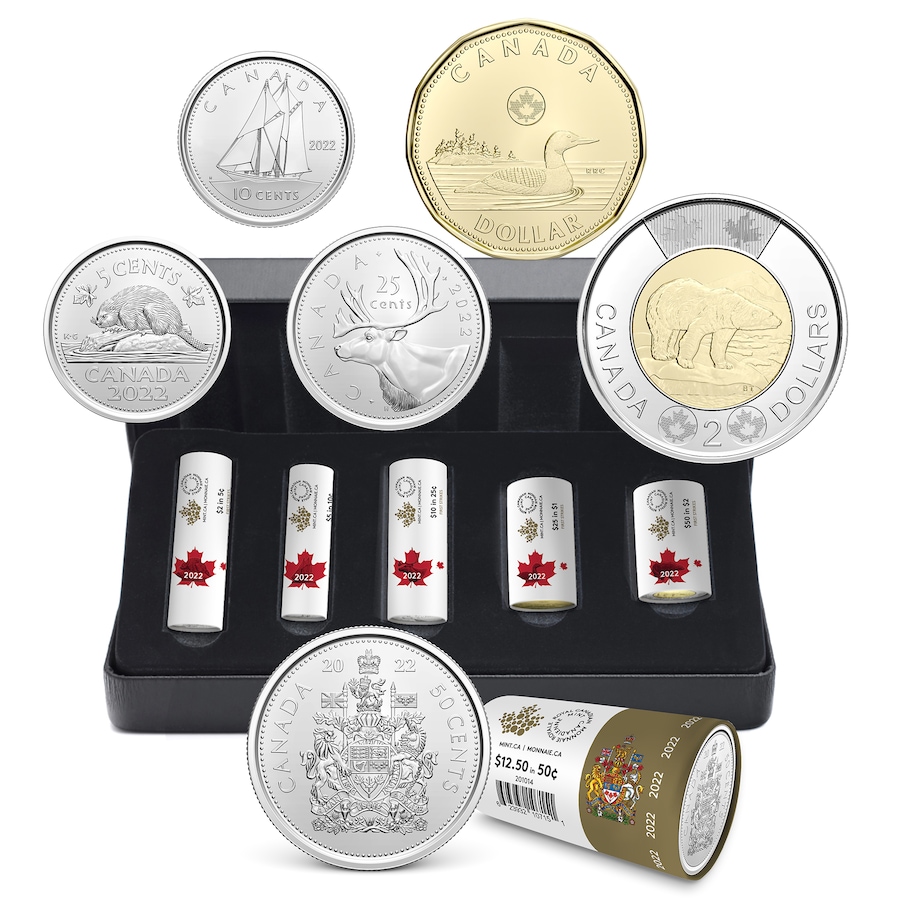 Image 739104.jpg, Product 739-104 / Price $229.95, Complete 2022 Special Wrap Roll Collection - The Final Lifetime Coin Issue of Queen Elizabeth II (including half-dollars)  from Royal Canadian Mint (RCM) on TSC.ca's Coins department