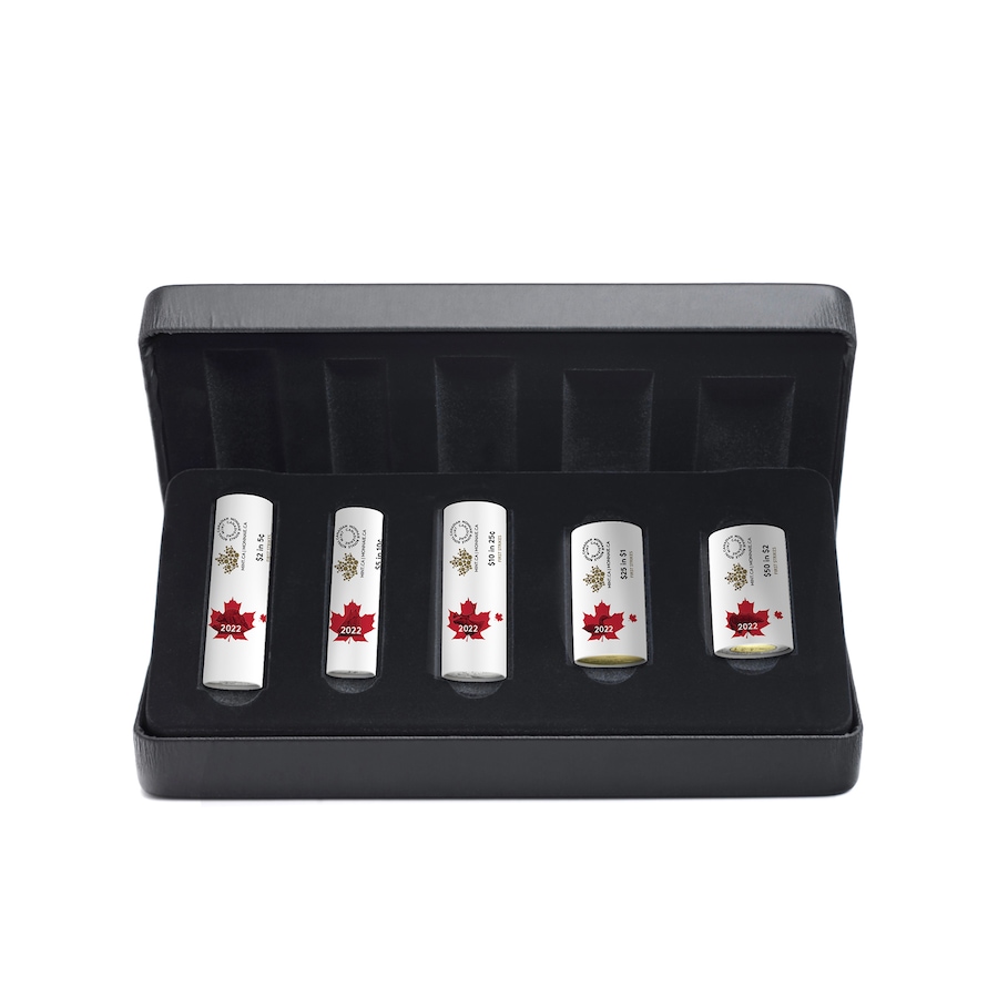 Image 739104_ALTMORE1.jpg, Product 739-104 / Price $229.95, Complete 2022 Special Wrap Roll Collection - The Final Lifetime Coin Issue of Queen Elizabeth II (including half-dollars)  from Royal Canadian Mint (RCM) on TSC.ca's Coins department