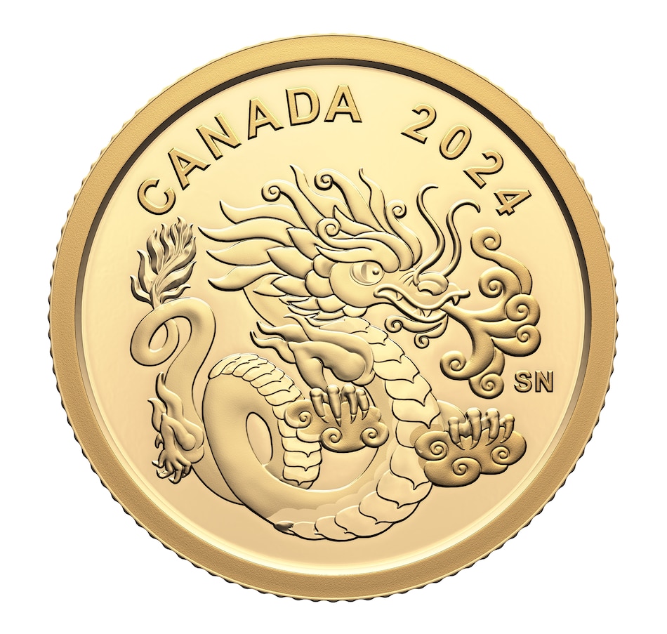Image 739121.jpg, Product 739-121 / Price $298.88, 2024 $8 Fine Gold Spirit Dragon Coin from Royal Canadian Mint (RCM) on TSC.ca's Coins department