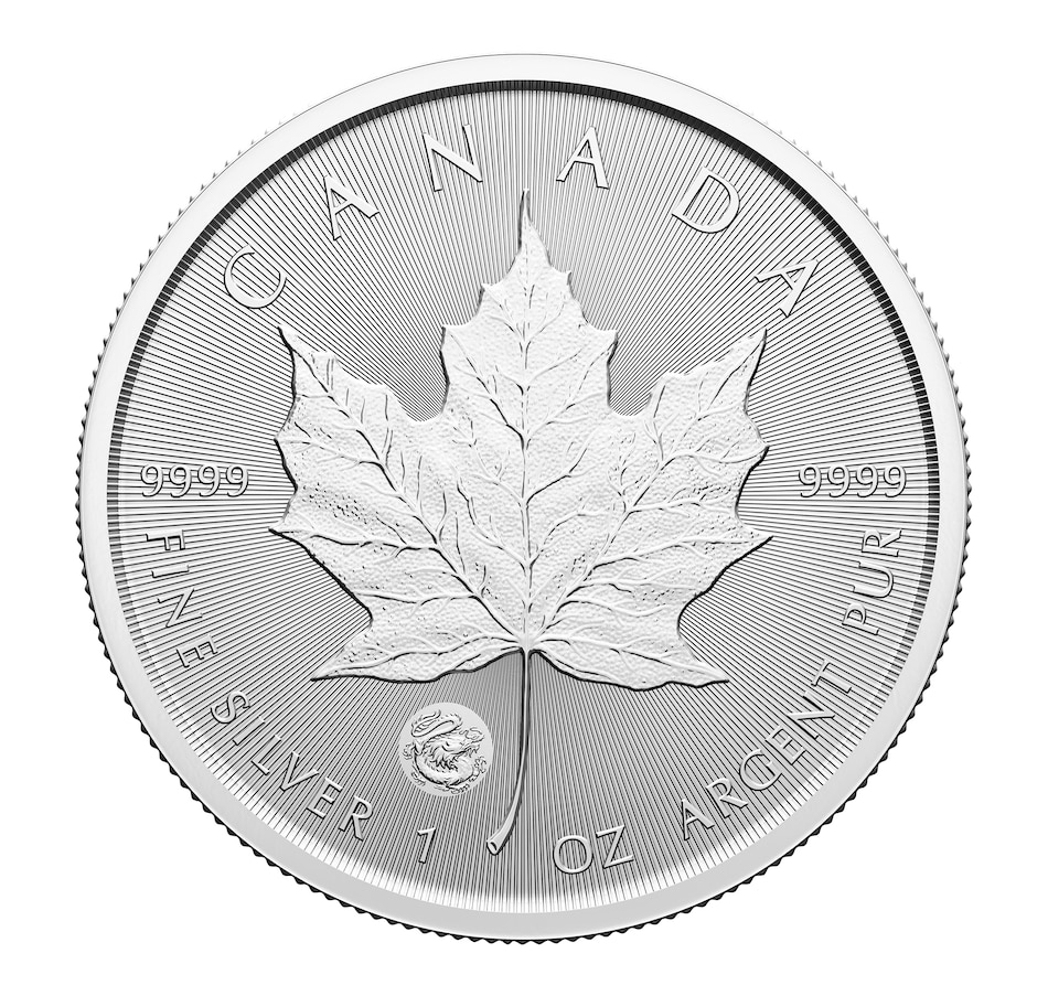 Image 739124.jpg, Product 739-124 / Price $59.95, 2024 $5 Fine Silver Maple Leaf Coin, with Year of the Dragon Privy Mark from Royal Canadian Mint (RCM) on TSC.ca's Coins department