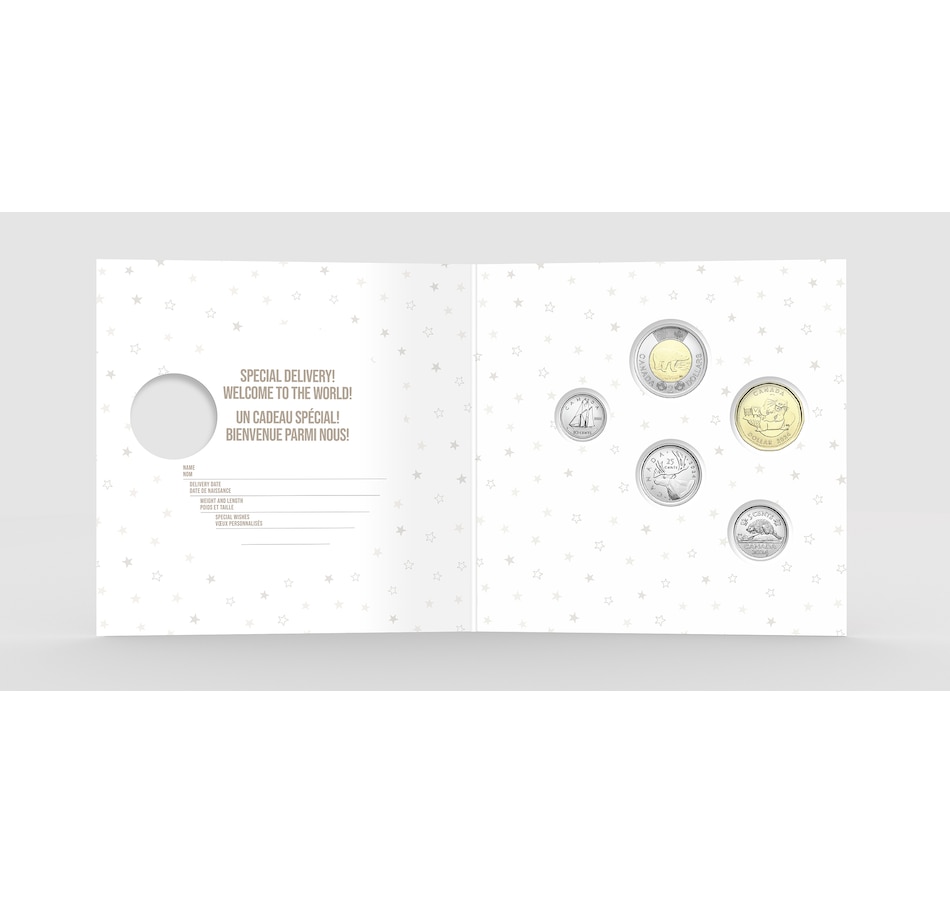 Image 739128_ALTMORE1.jpg, Product 739-128 / Price $24.95, 2024 Baby Numismatic Uncirculated Gift Set (Five Coins including Unique Baby Dollar) from Royal Canadian Mint (RCM) on TSC.ca's Coins department