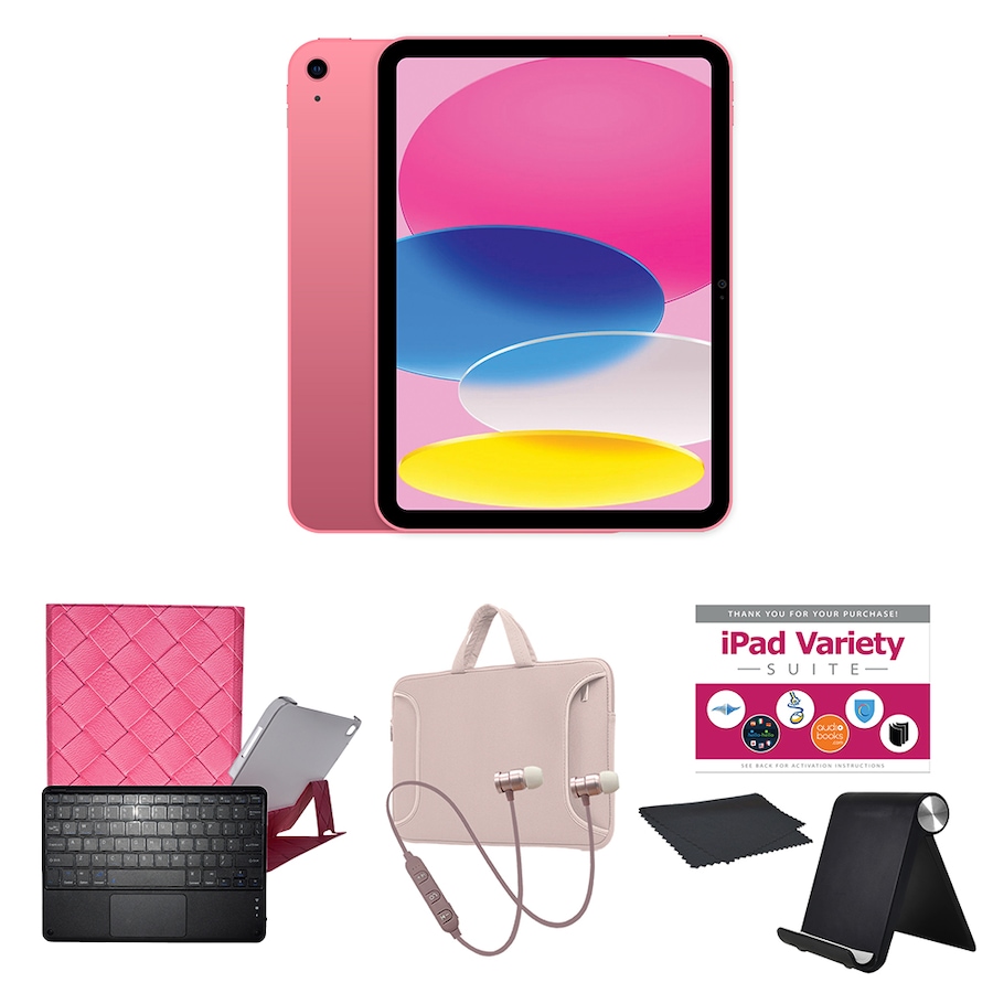 Image 739220_PNKPK.jpg, Product 739-220 / Price $1,010.99 - $1,210.94, Apple iPad 10.9" 64GB or 256GB Tablet Bundle (10th-gen; 2022) from Apple on TSC.ca's Electronics department