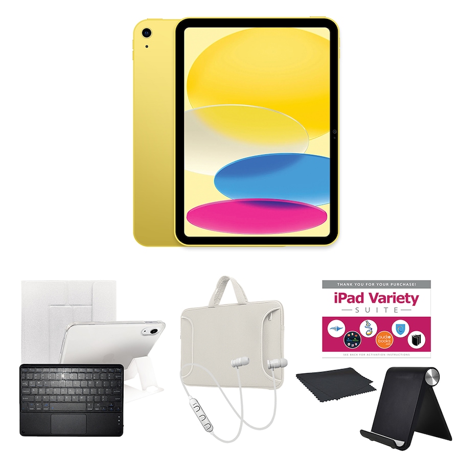 Image 739220_YLW.jpg, Product 739-220 / Price $1,010.99 - $1,210.94, Apple iPad 10.9" 64GB or 256GB Tablet Bundle (10th-gen; 2022) from Apple on TSC.ca's Electronics department
