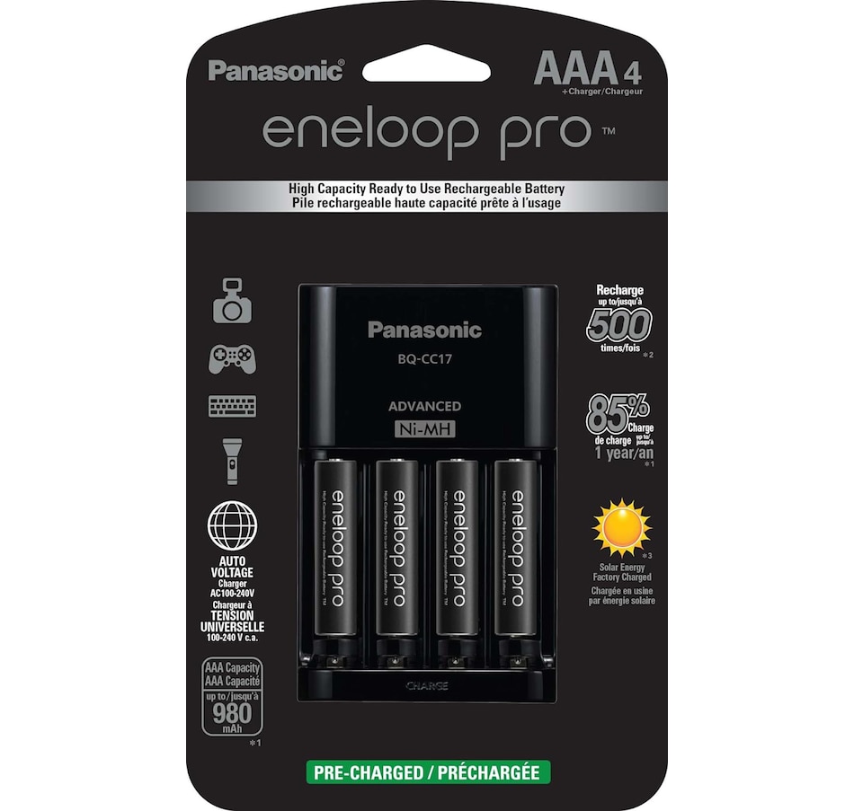 Image 739274.jpg, Product 739-274 / Price $59.99, Panasonic Eneloop Advanced Battery Charger Pack and AAA Eneloop Pro (pack of 4) from Panasonic on TSC.ca's Electronics department