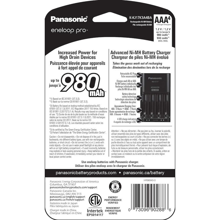 Image 739274_ALTMORE1.jpg, Product 739-274 / Price $59.99, Panasonic Eneloop Advanced Battery Charger Pack and AAA Eneloop Pro (pack of 4) from Panasonic on TSC.ca's Electronics department