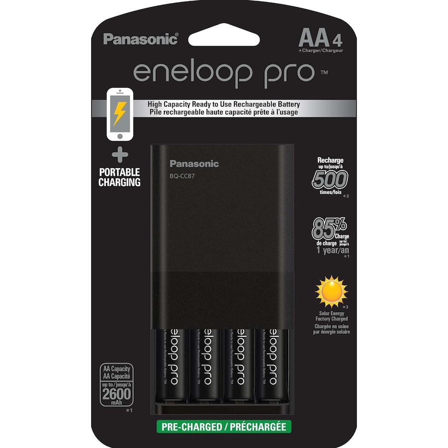 Image 739278.jpg, Product 739-278 / Price $79.99, Panasonic Eneloop Individual Battery Charger and AA Eneloop Pro Rechargeable Batteries (pack of 4) from Panasonic on TSC.ca's Electronics department