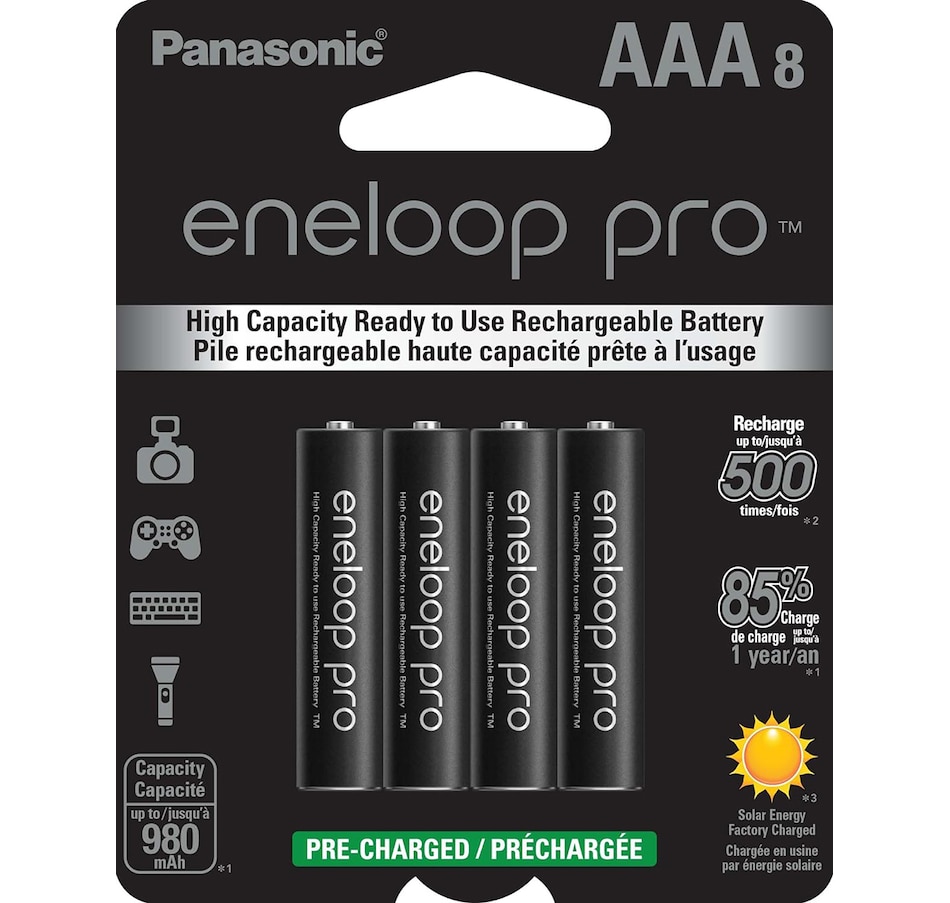 Image 739284.jpg, Product 739-284 / Price $59.99, Panasonic Eneloop Pro AAA Ni-MH Pre-Charged Rechargeable Batteries (pack of 8) from Panasonic on TSC.ca's Electronics department