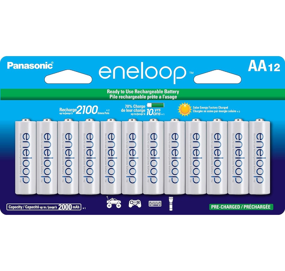 Image 739289.jpg, Product 739-289 / Price $69.99, Panasonic Eneloop AA 2100 Cycle Ni-MH Pre-Charged Rechargeable Batteries (pack of 12) from Panasonic on TSC.ca's Electronics department