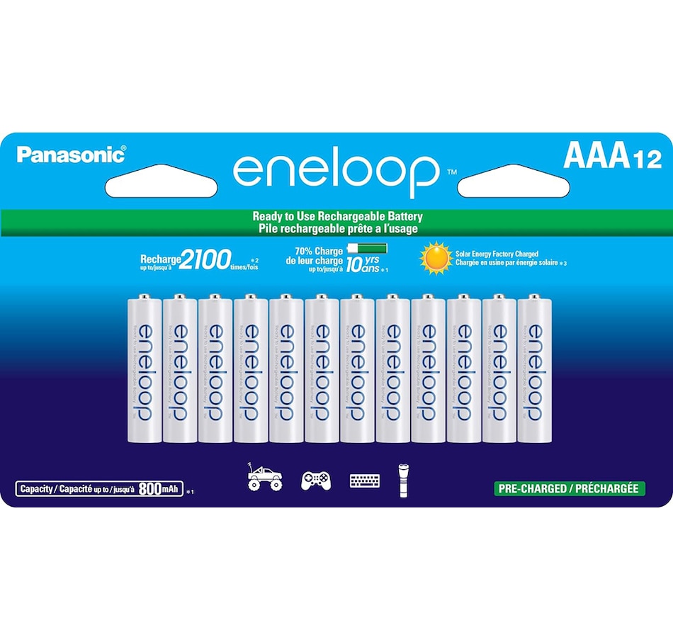 Image 739291.jpg, Product 739-291 / Price $69.99, Panasonic Eneloop AAA 2100 Cycle Ni-MH Pre-Charged Rechargeable Batteries (pack of 12) from Panasonic on TSC.ca's Electronics department