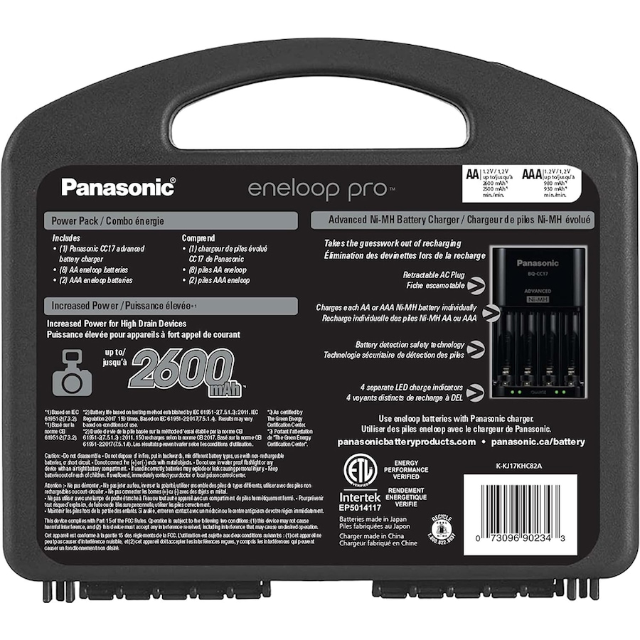Image 739293_ALTMORE1.jpg, Product 739-293 / Price $99.99, Panasonic Eneloop Pro Power Pack, 8x AA, 2x AAA, with Advanced Individual Battery Charger and Plastic Storage Case from Panasonic on TSC.ca's Electronics department