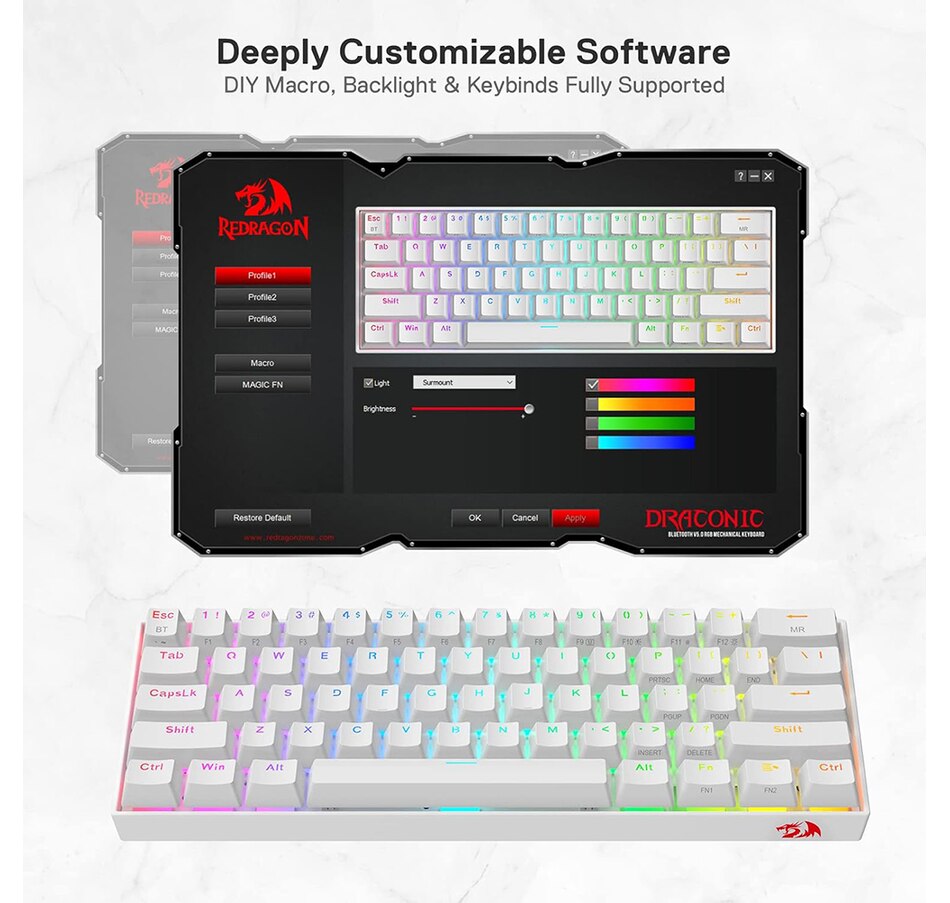 Image 739295_ALTMORE7.jpg, Product 739-295 / Price $79.99, Redragon K530 Pro Draconic 60% Wireless RGB Mechanical Keyboard (tactile brown switches) from Redragon on TSC.ca's Toys & Hobbies department