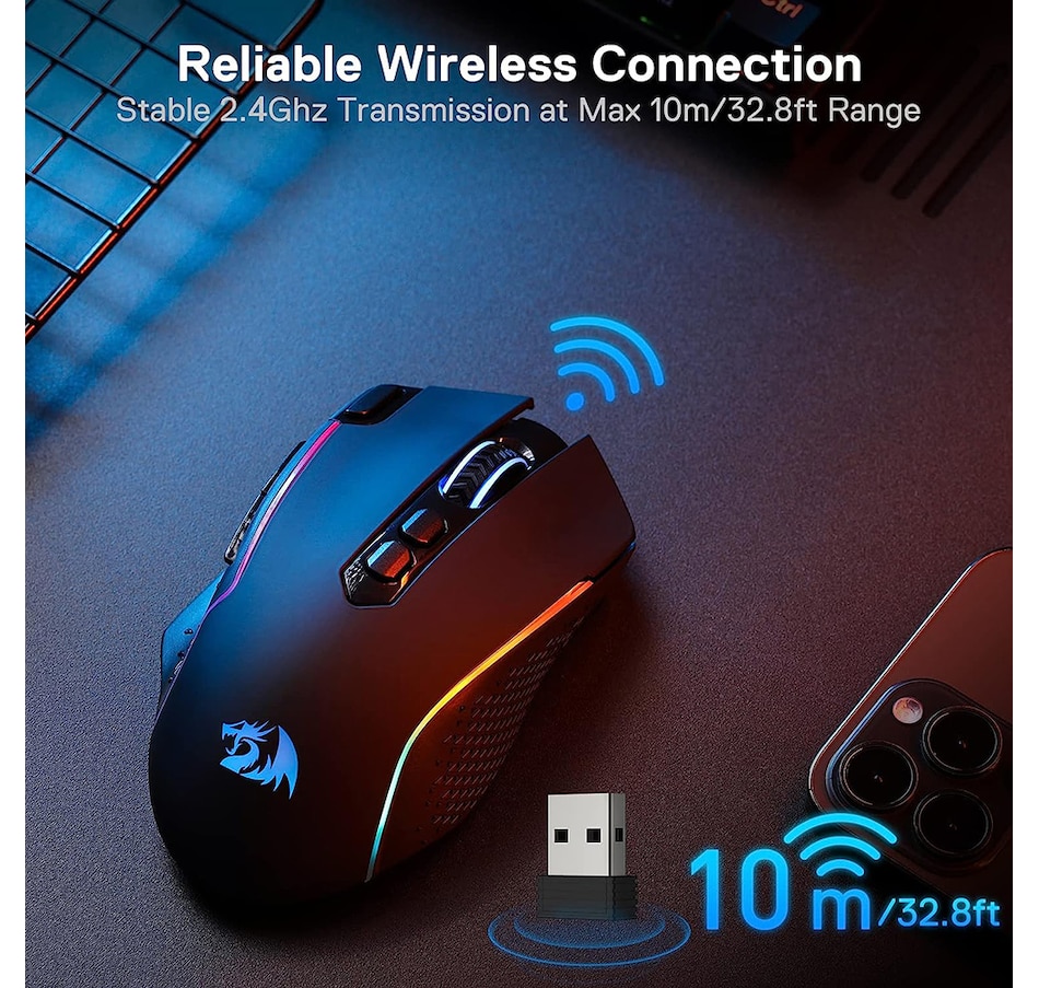 Image 739312_ALTMORE3.jpg, Product 739-312 / Price $44.99, Redragon M810 Pro Wired/Wireless Gaming Mouse (10,000 DPI, rapid fire key) from Redragon on TSC.ca's Toys & Hobbies department