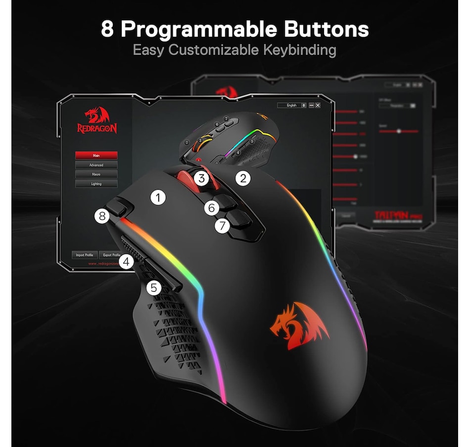 Image 739312_ALTMORE7.jpg, Product 739-312 / Price $44.99, Redragon M810 Pro Wired/Wireless Gaming Mouse (10,000 DPI, rapid fire key) from Redragon on TSC.ca's Toys & Hobbies department