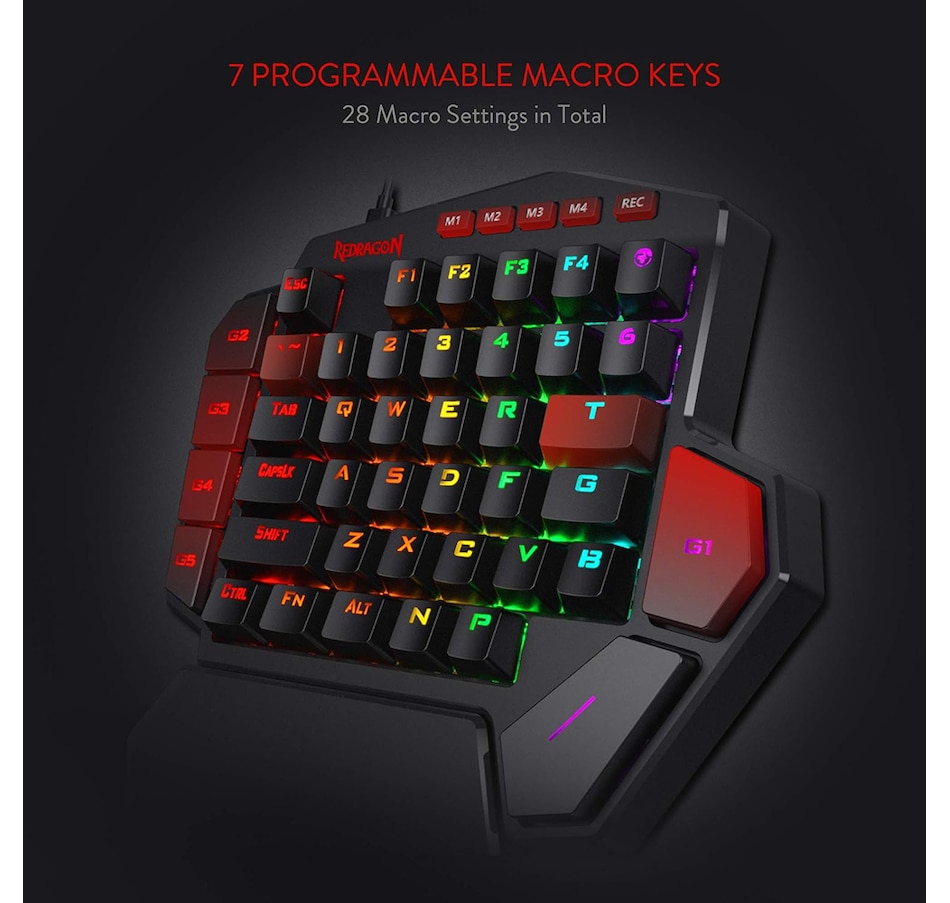 Image 739313_ALTMORE1.jpg, Product 739-313 / Price $64.99, Redragon K585 DITI One-Handed RGB Mechanical Gaming Keyboard (linear red switches) from Redragon on TSC.ca's Toys & Hobbies department