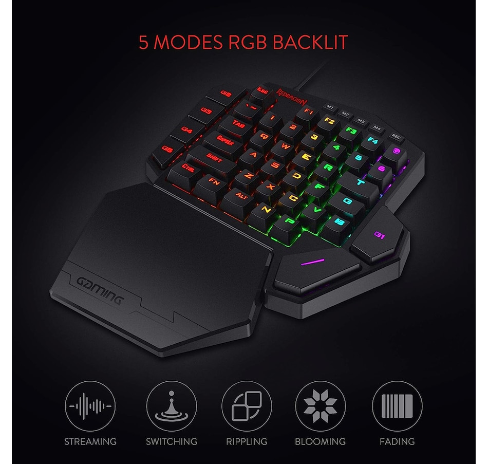 Image 739313_ALTMORE2.jpg, Product 739-313 / Price $64.99, Redragon K585 DITI One-Handed RGB Mechanical Gaming Keyboard (linear red switches) from Redragon on TSC.ca's Toys & Hobbies department