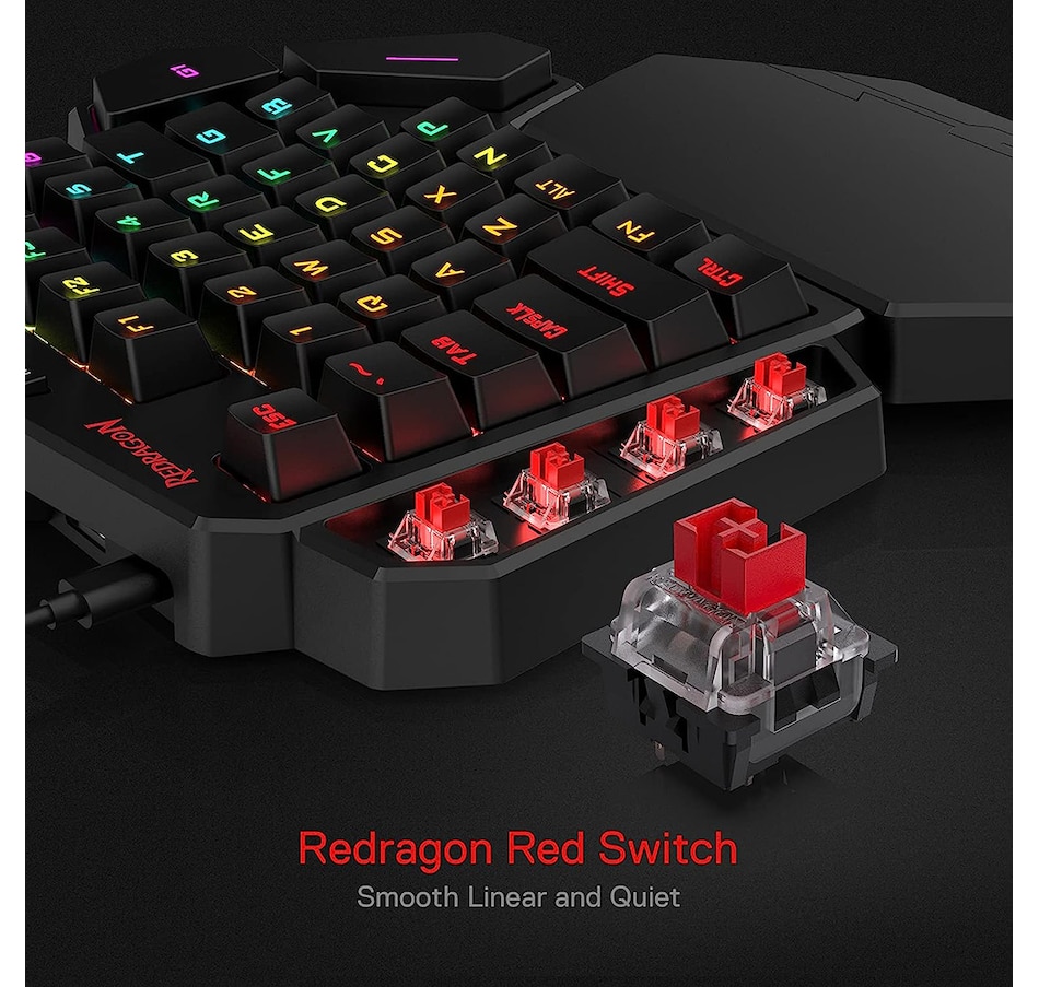 Image 739313_ALTMORE3.jpg, Product 739-313 / Price $64.99, Redragon K585 DITI One-Handed RGB Mechanical Gaming Keyboard (linear red switches) from Redragon on TSC.ca's Toys & Hobbies department