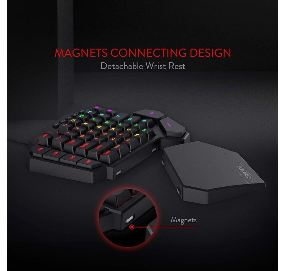 Image 739313_ALTMORE8.jpg, Product 739-313 / Price $64.99, Redragon K585 DITI One-Handed RGB Mechanical Gaming Keyboard (linear red switches) from Redragon on TSC.ca's Toys & Hobbies department