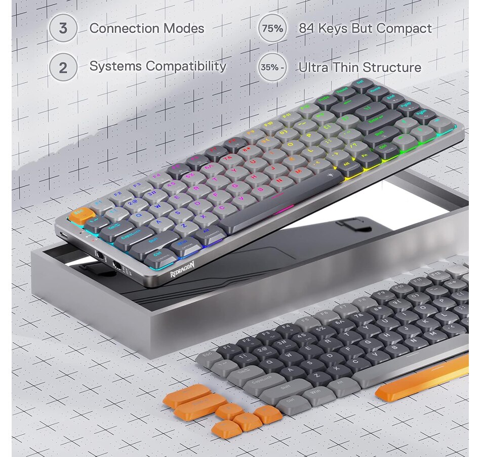 Image 739317_ALTMORE1.jpg, Product 739-317 / Price $99.99, Redragon K652 75% Wireless RGB Mechanical Keyboard (low-profile brown switches) from Redragon on TSC.ca's Toys & Hobbies department