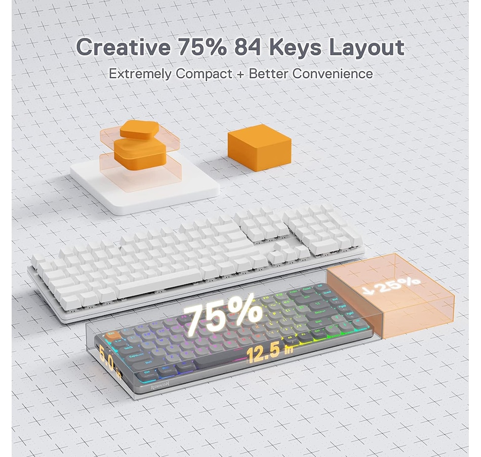 Image 739317_ALTMORE3.jpg, Product 739-317 / Price $99.99, Redragon K652 75% Wireless RGB Mechanical Keyboard (low-profile brown switches) from Redragon on TSC.ca's Toys & Hobbies department