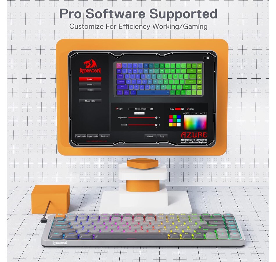 Image 739317_ALTMORE8.jpg, Product 739-317 / Price $99.99, Redragon K652 75% Wireless RGB Mechanical Keyboard (low-profile brown switches) from Redragon on TSC.ca's Toys & Hobbies department